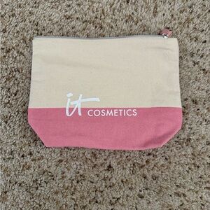it cosmetics Pink and Cream Canvas Cosmetic Pouch